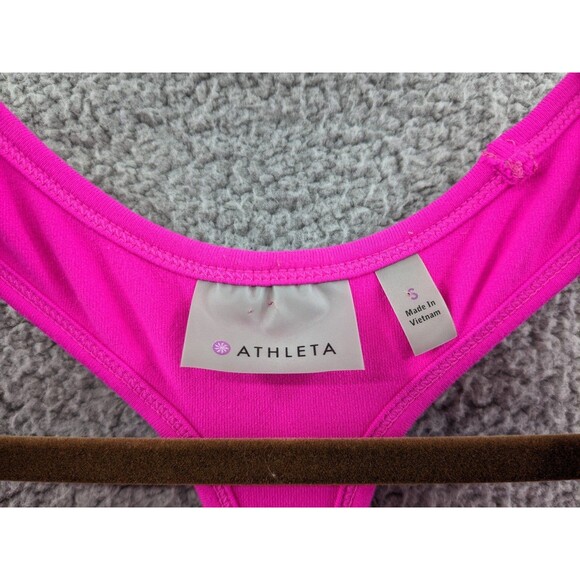 Athleta Women's size Small Hot Pink Fitness Athletic Tank Top with Shelf Bra - Picture 3 of 11